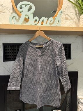 Talbots Black and White Gingham Tunic Top